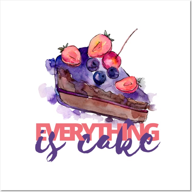 Everything is Cake, Purple and Pink Wall Art by countrysideflowerwalls